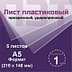 ПЭТ 1 мм. прозрачный. Формат А5 (210х148 мм) - 5 листов